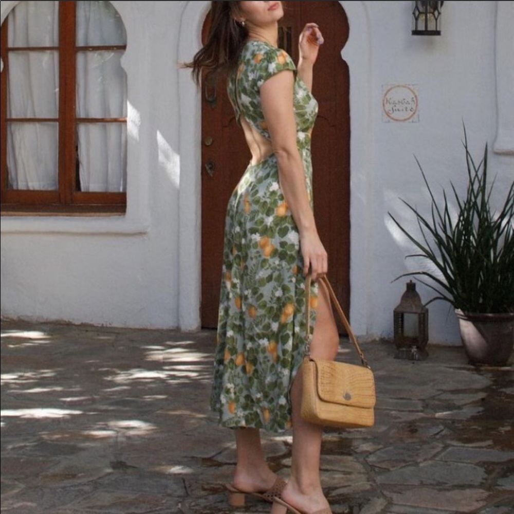 Rare!! Reformation Gavin Midi Dress - Orange Grove